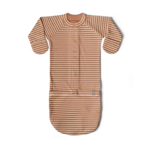 24 Hour Convertible Baby Sleeper Gown - Clay Stripe