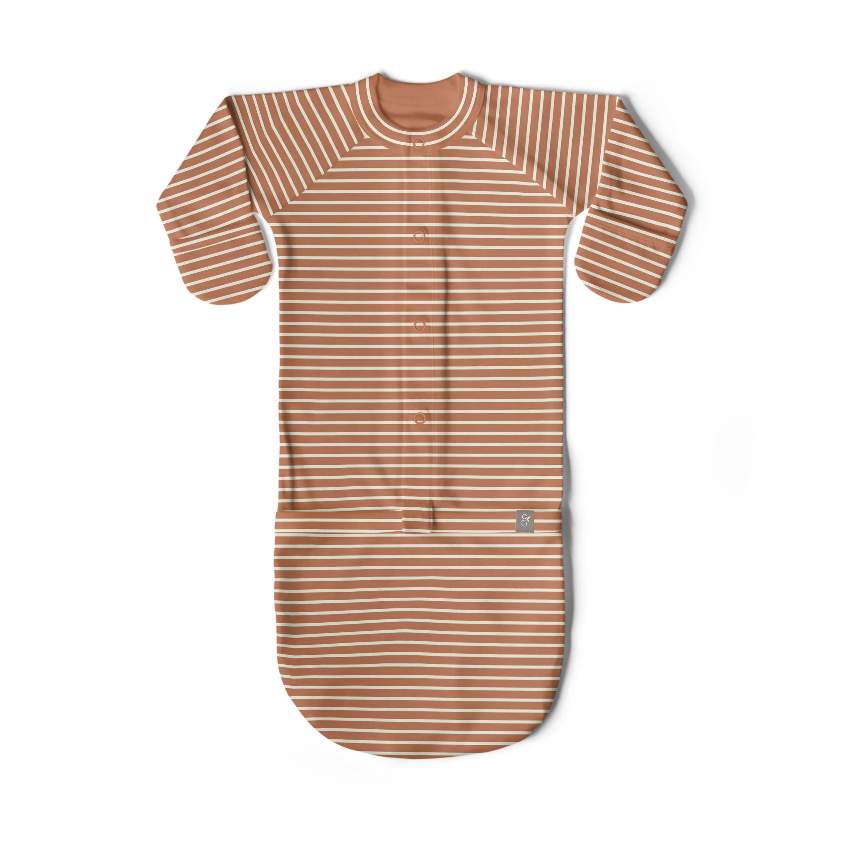 24 Hour Convertible Baby Sleeper Gown - Clay Stripe