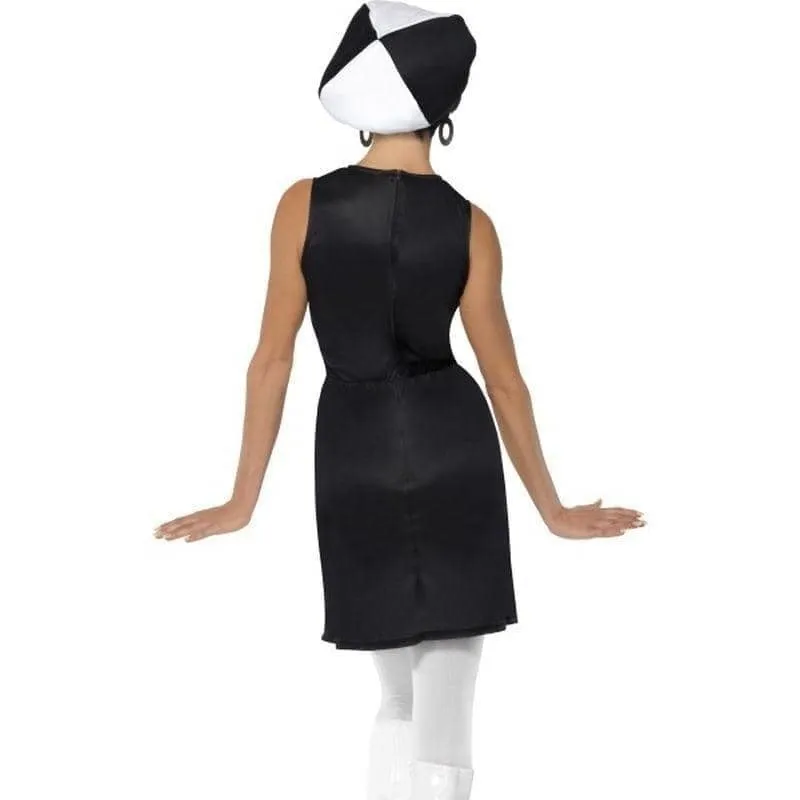 60s Party Girl Costume Adult Black White Dress Hat