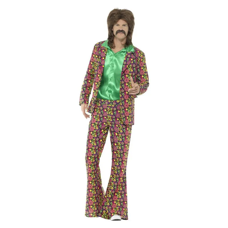 60s Psychedelic Costume CND Suit Multi-Coloured Adult