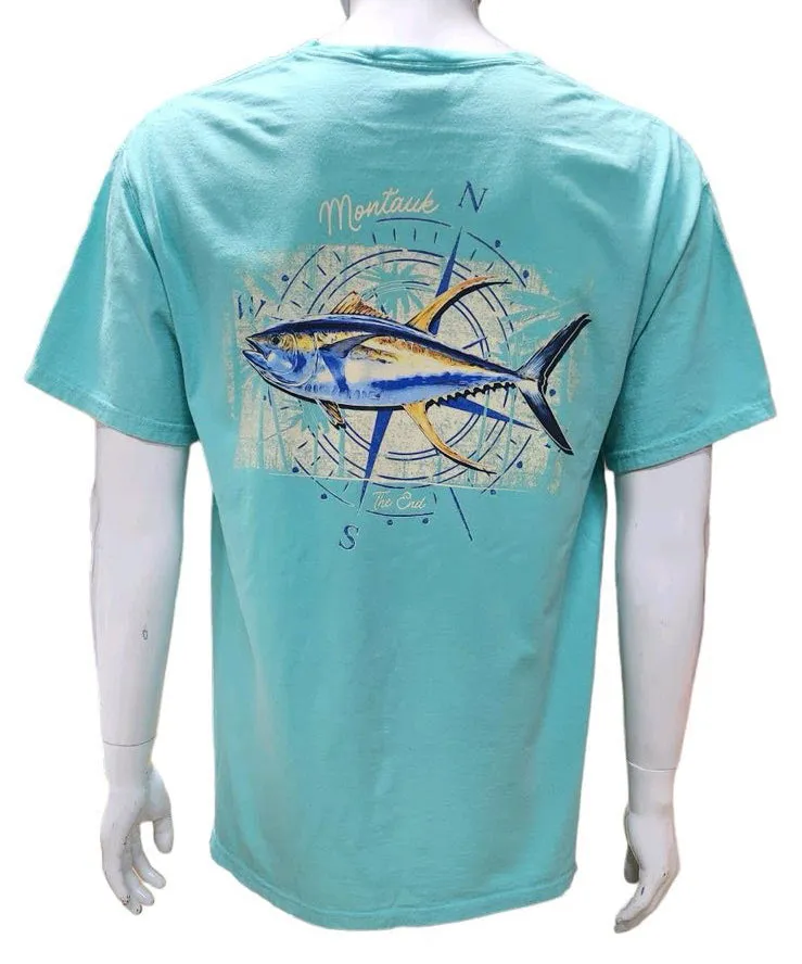 Adult Unisex Wild West Tuna and Compass Screen Printed Short Sleeve T-Shirt