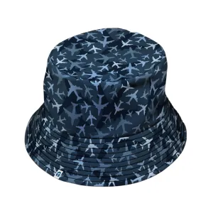 Airplanes Blue Camouflage Blue Bucket Hat