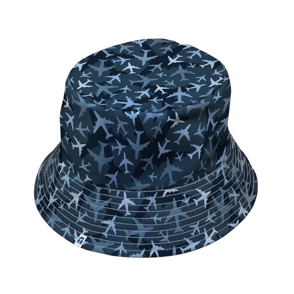 Airplanes Blue Camouflage Blue Bucket Hat