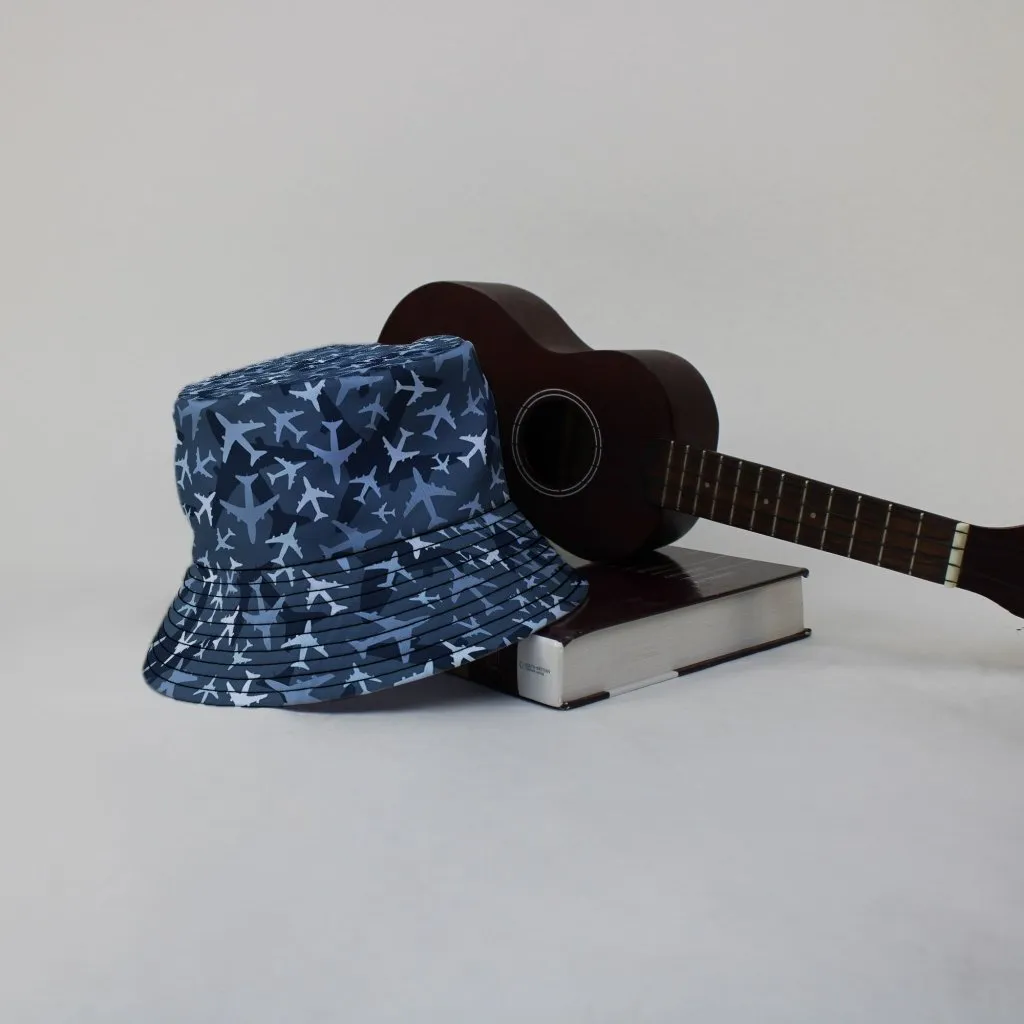 Airplanes Blue Camouflage Blue Bucket Hat