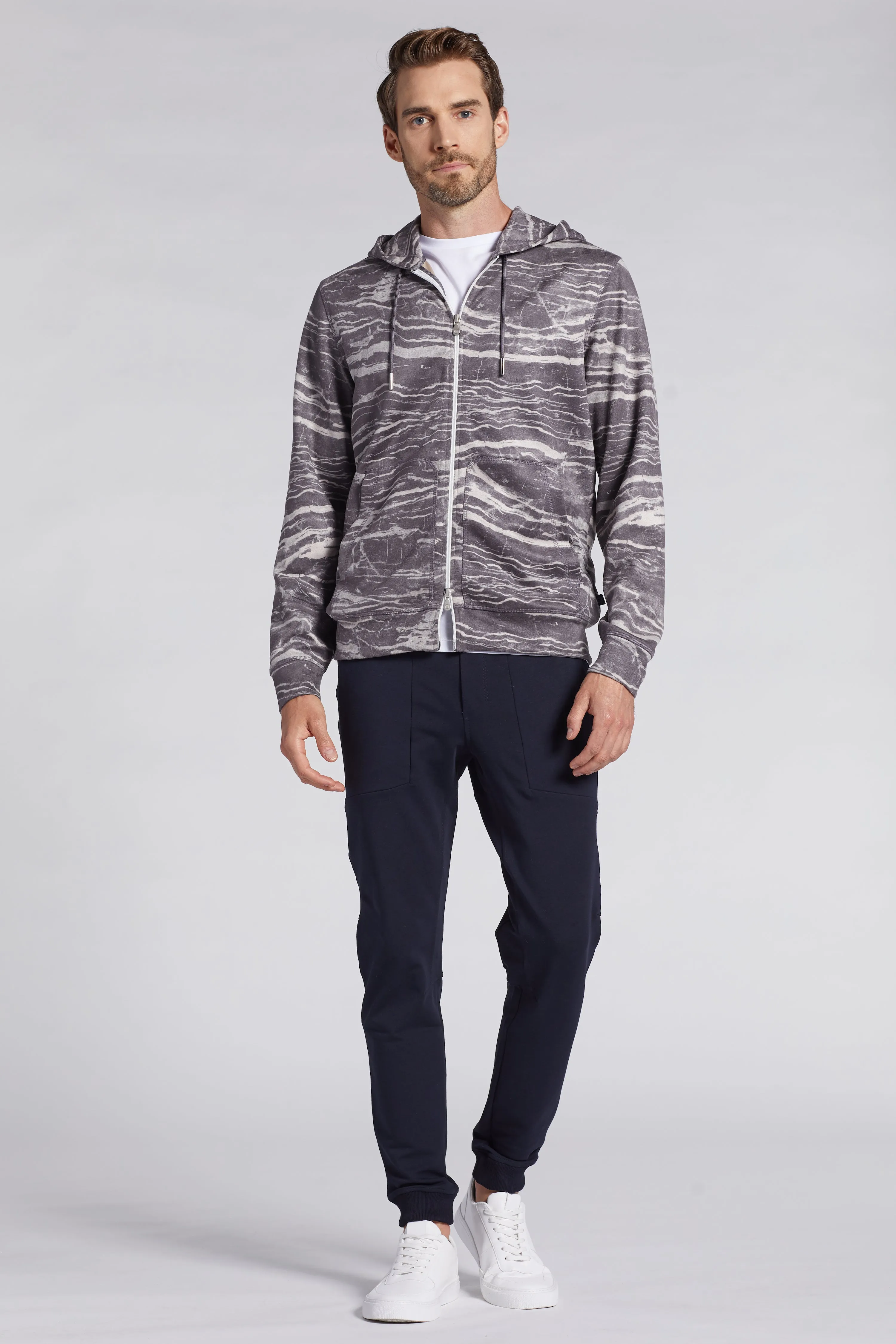 AUGUSTO Luxe Marbled Zip Hoodie