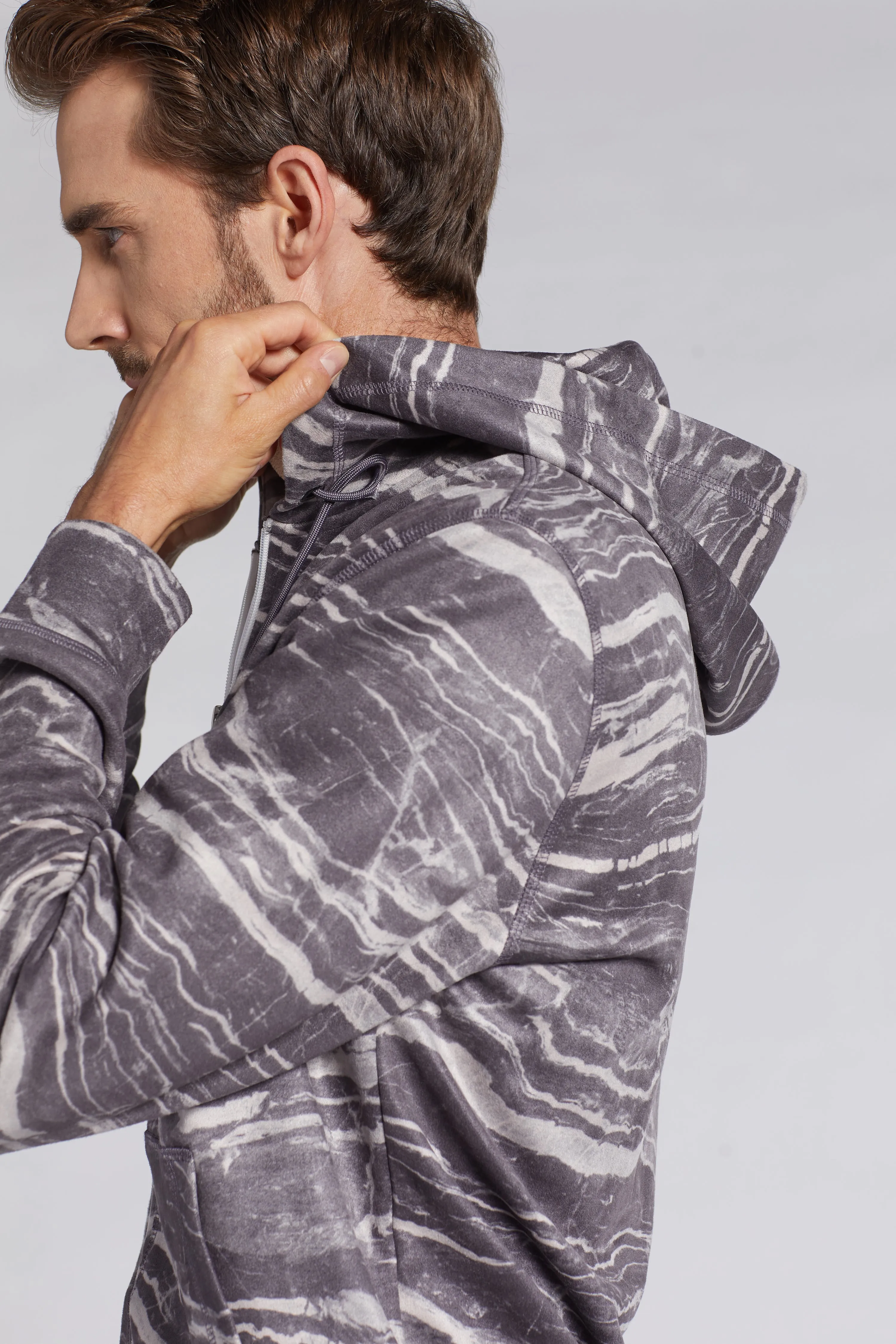 AUGUSTO Luxe Marbled Zip Hoodie