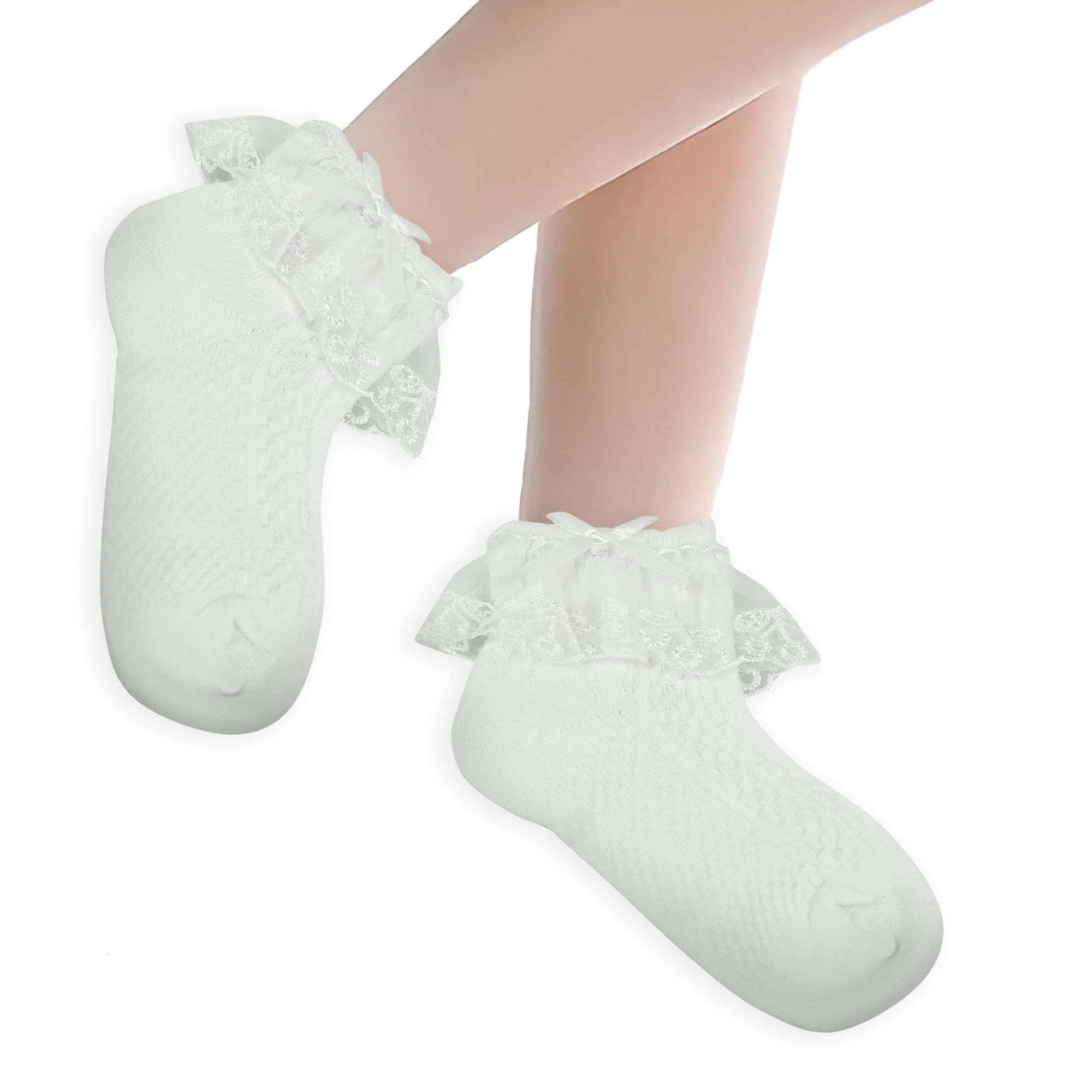 Baby Moo Lace Frill Soft Socks Pack of 3 - Cream