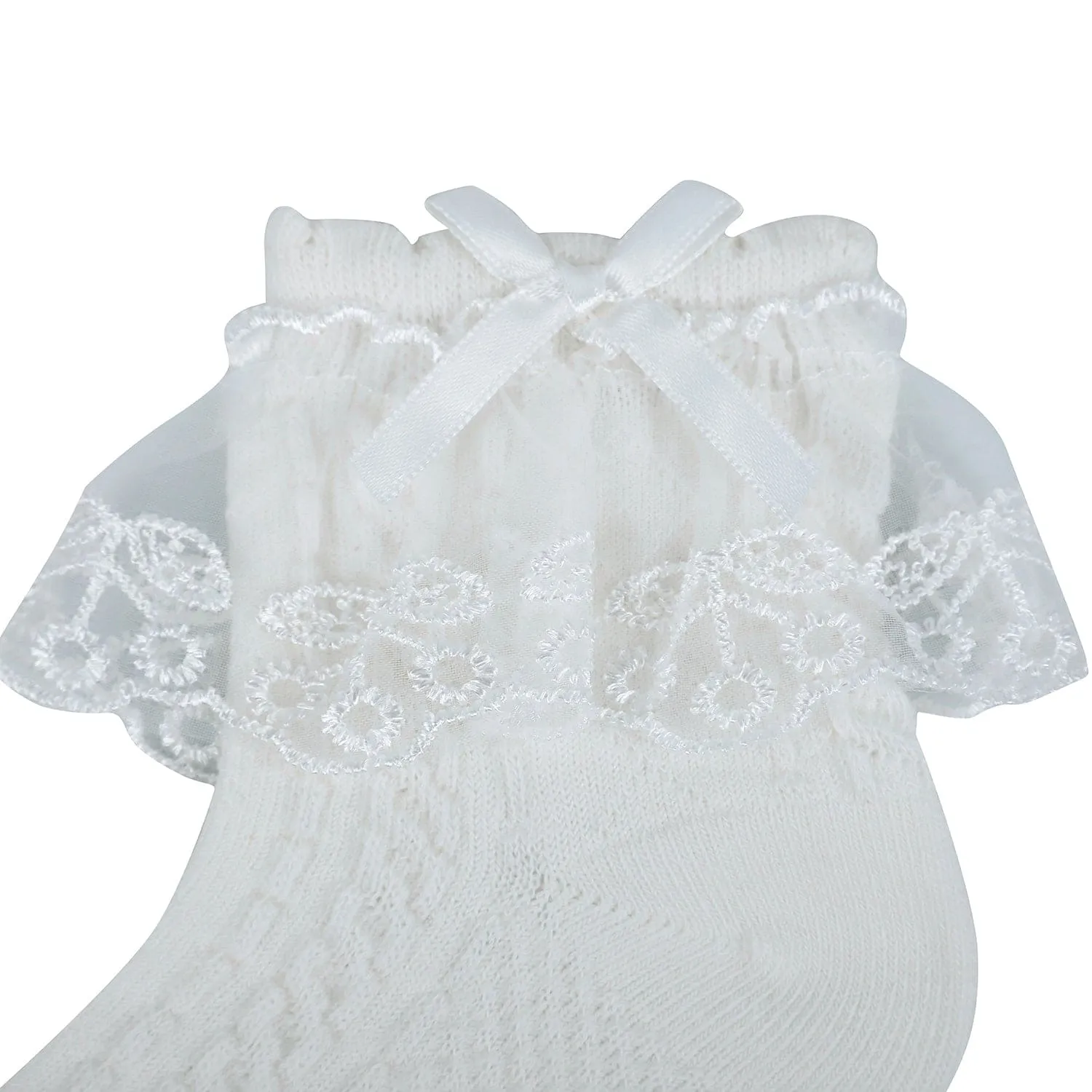 Baby Moo Lace Frill Soft Socks Pack of 3 - Cream