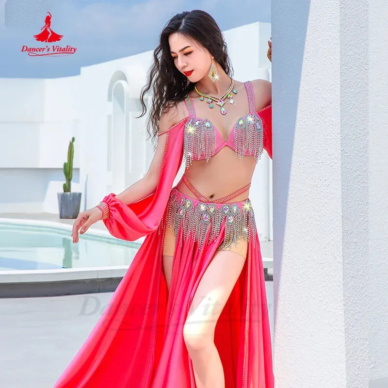 Belly Dance Costume Suit for Women Customsized Senior Bra Top split Long Skirt 2pcs Female Children Oriental Dance Clothing