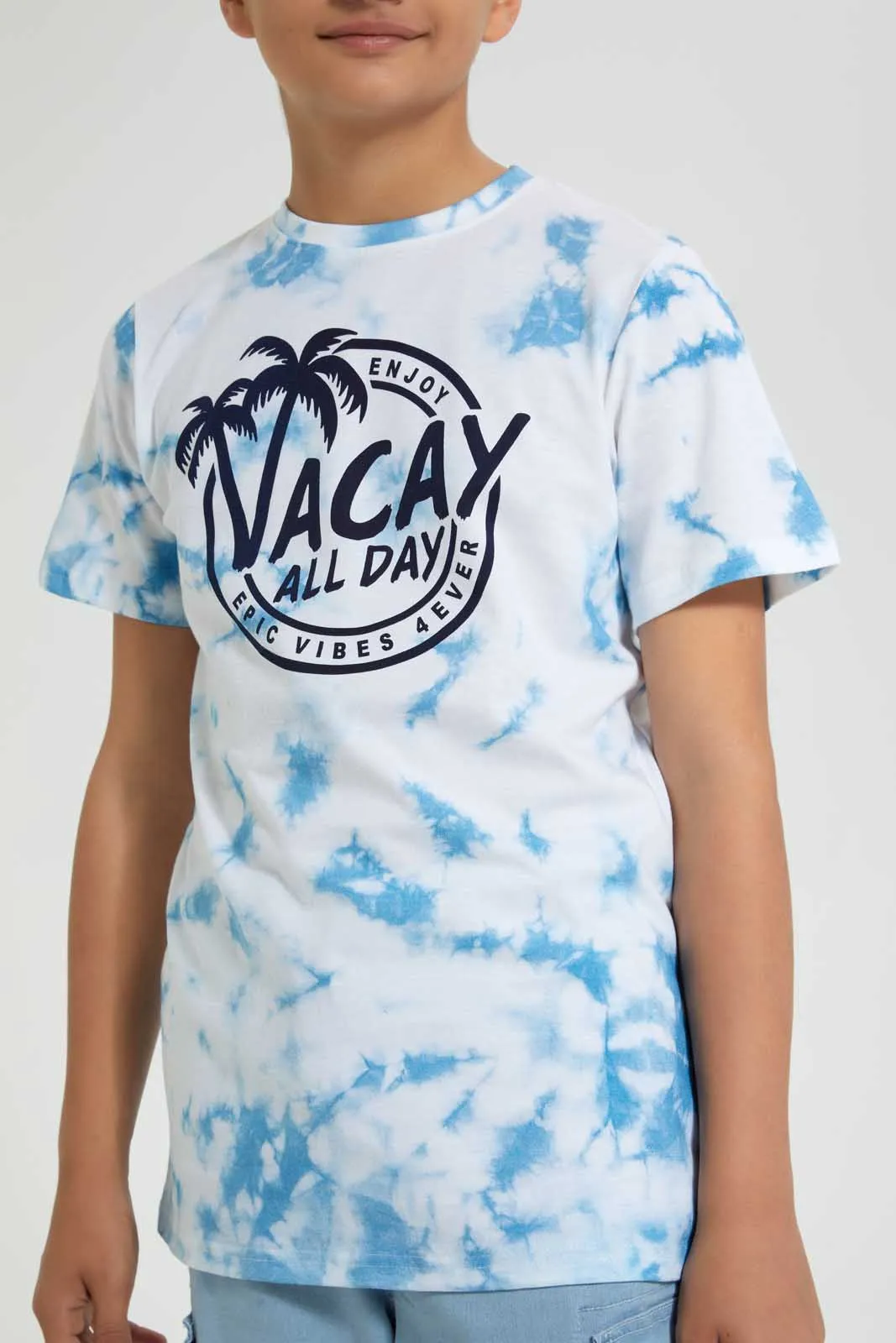 Blue And White Tie Dye T-Shirt