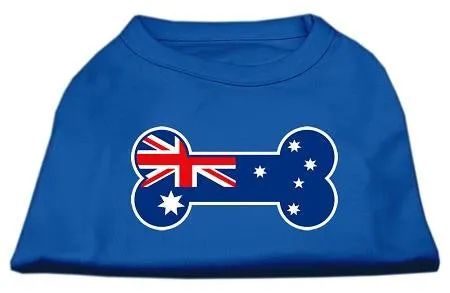 Bone Shaped Australian Flag Screen Print Shirts Blue XL (16)