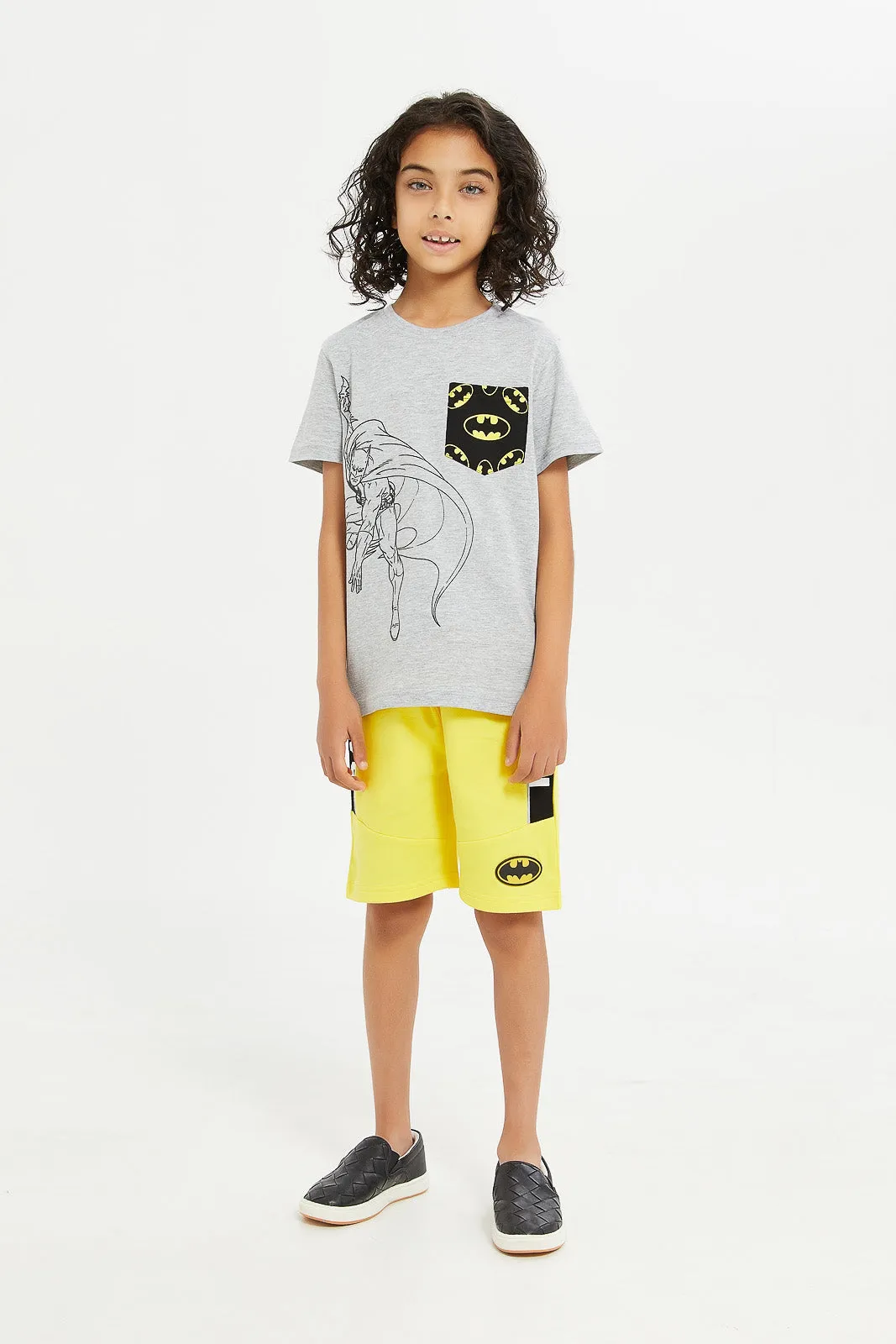 Boys Grey Batman Pocket T-Shirt