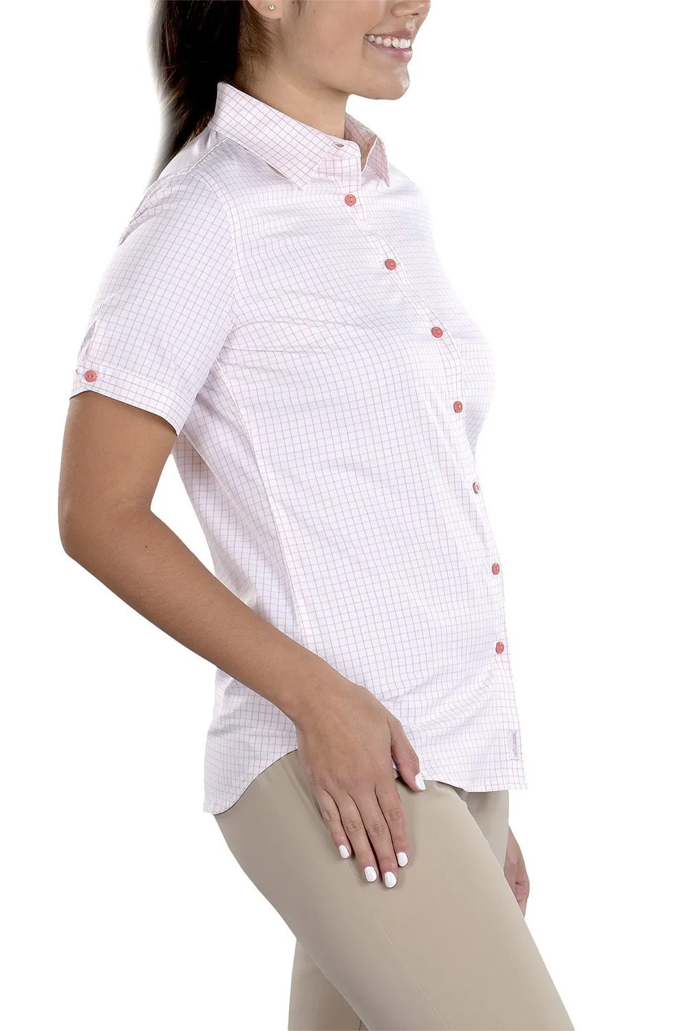 Caitlyn Dusty Pink Stretch Button Up Short Sleeve - FINAL SALE