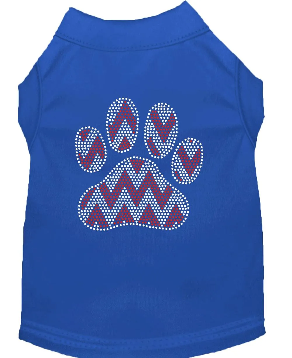 Candy Cane Chevron Paw Rhinestone Dog Shirt Blue Xxl (18)