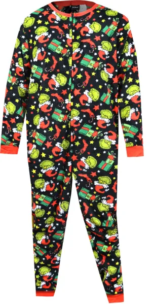 Dr Seuss Grinch Merry Whatever Drop Seat Guys Onesie Union Suit