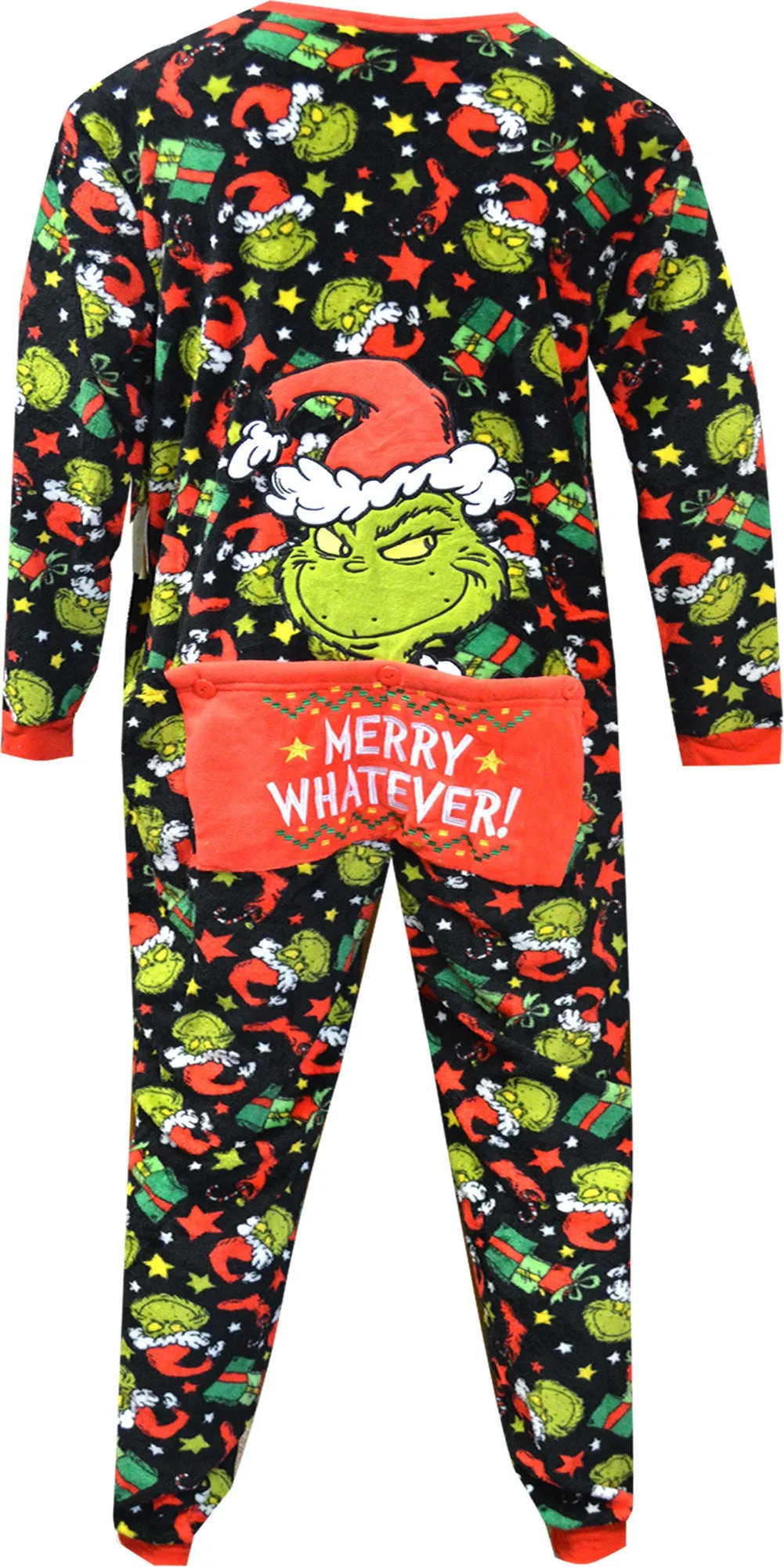 Dr Seuss Grinch Merry Whatever Drop Seat Guys Onesie Union Suit