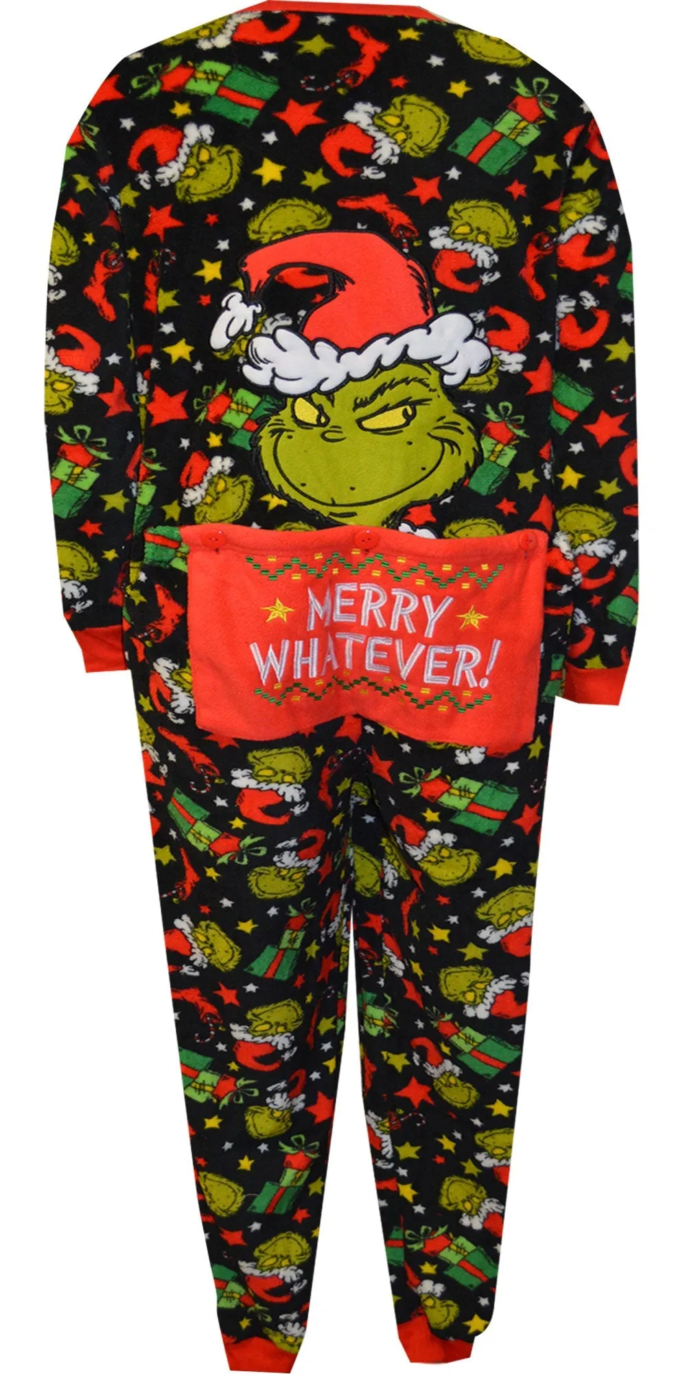 Dr Seuss Grinch Merry Whatever Drop Seat Womens Onesie Union Suit