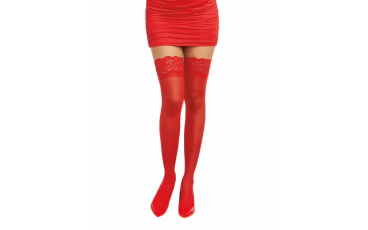 Dreamgirl Lace Top Thigh High Stockings Red 0005