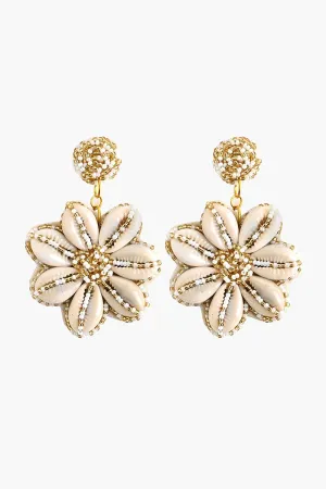 Elegant Gold and Pearl Flower Earrings