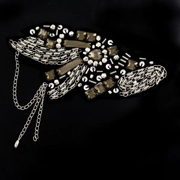 Fringed Epaulet with Acrylic Gems and Metal Elements