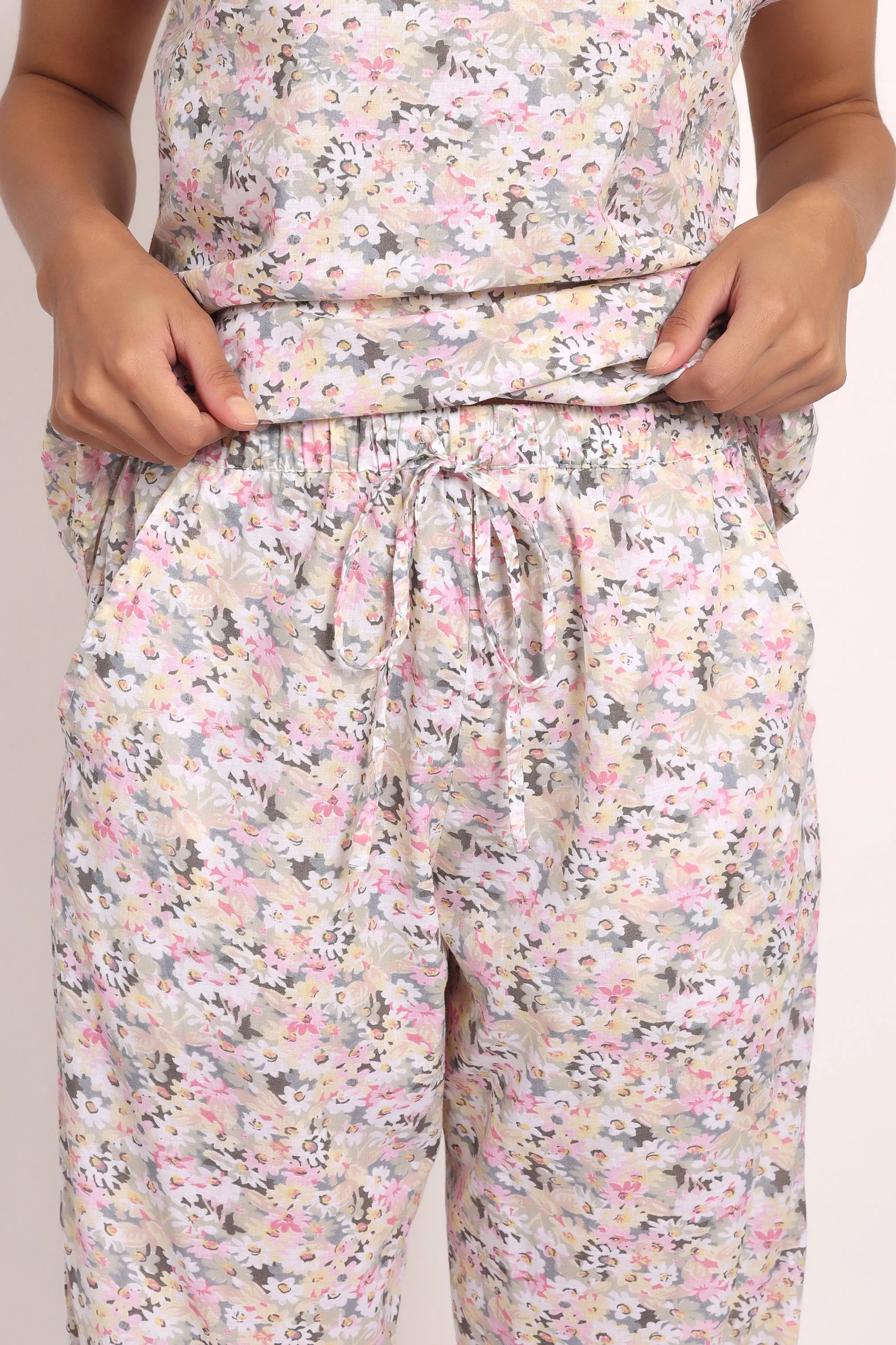 Gatsby V Neck Sleeveless PJ Set Sage/Pink Floral