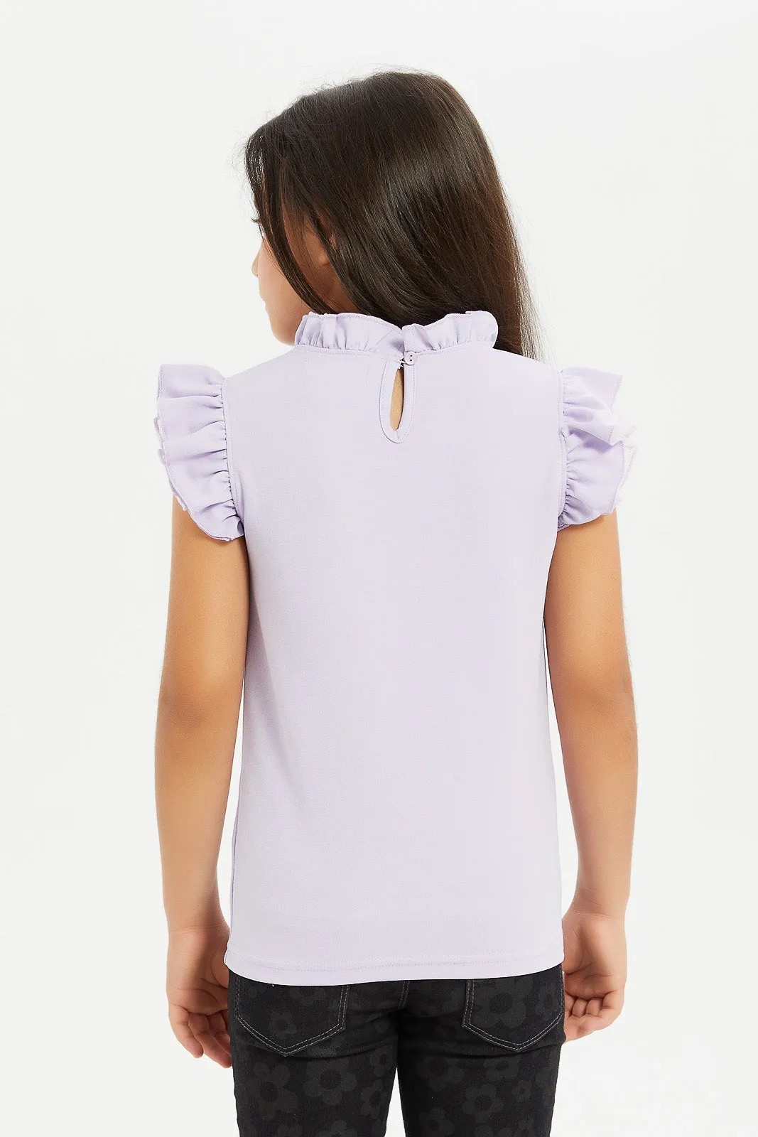 Girls Lilac Embellished T-Shirt