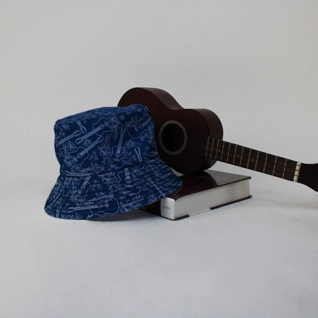 Guitar Blossoms Blue Bucket Hat