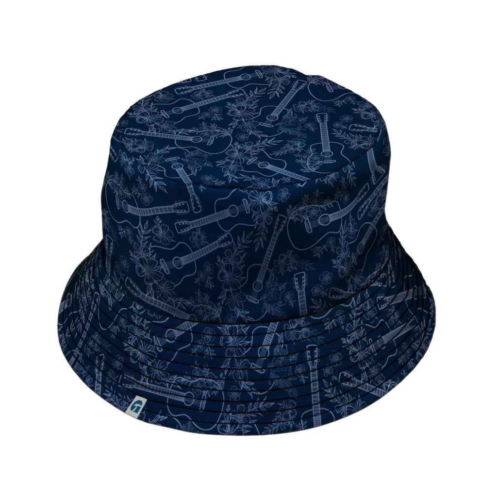 Guitar Blossoms Blue Bucket Hat