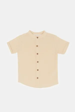 Infant Boys Beige Henley Shirt