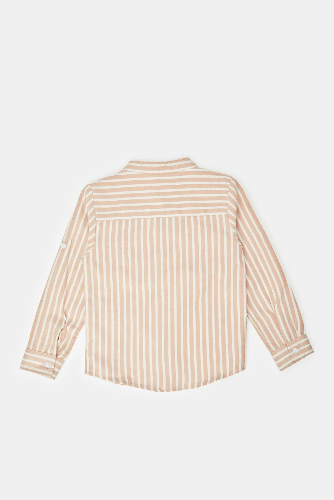 Infant Boys Beige Striped Shirt