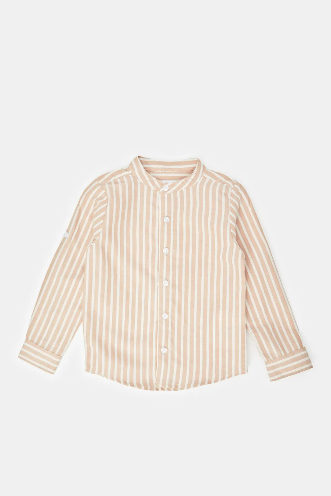 Infant Boys Beige Striped Shirt