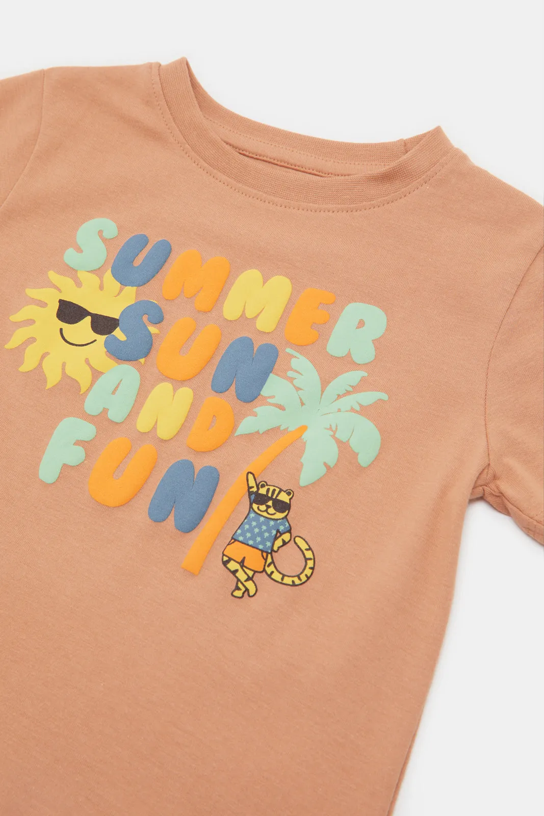 Infant Boys Rust Summer Print T-Shirt