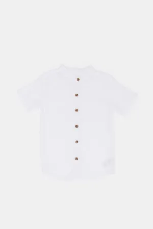 Infant Boys White Henley Shirt