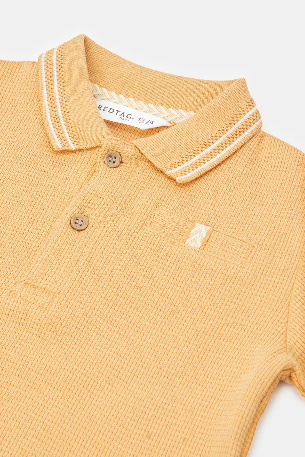 Infant Boys Yellow Jacquard Polo Shirt