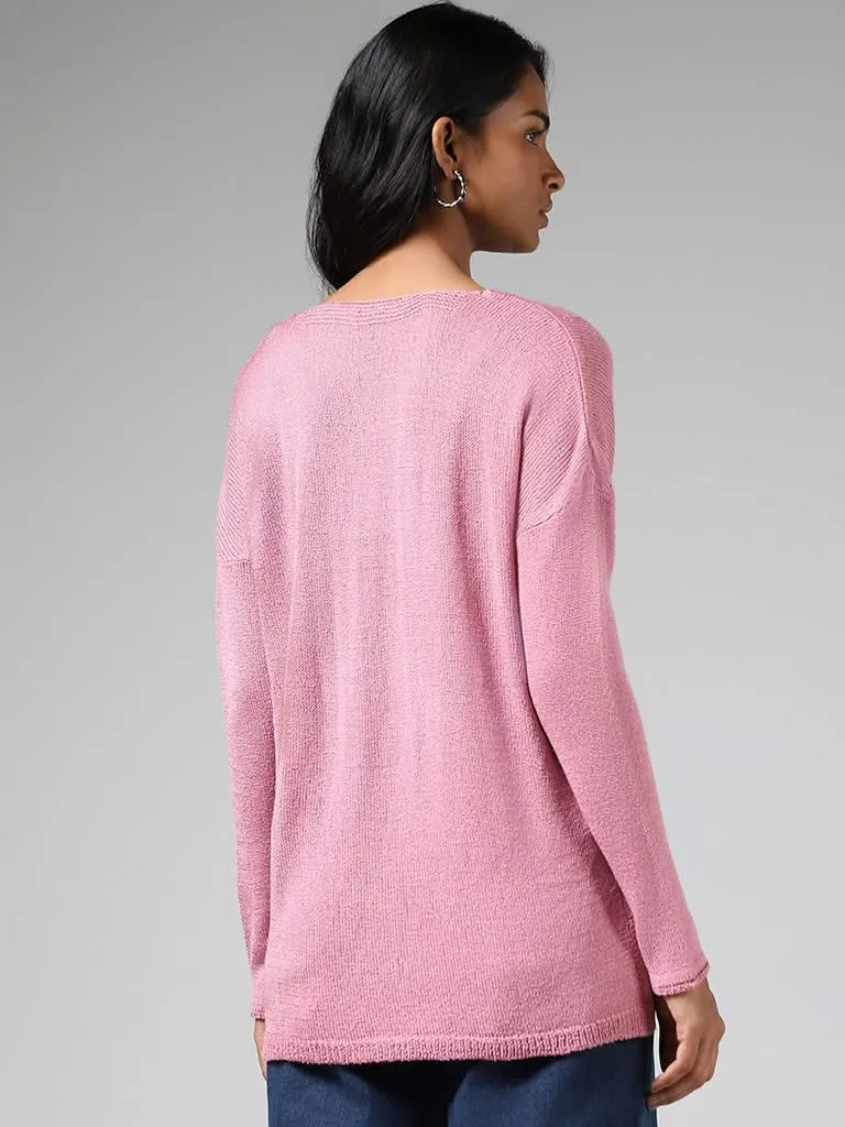 LOV Blush Pink High Low Sweater