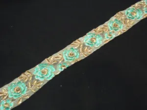 Mint Floral - Organza Fancy Trim