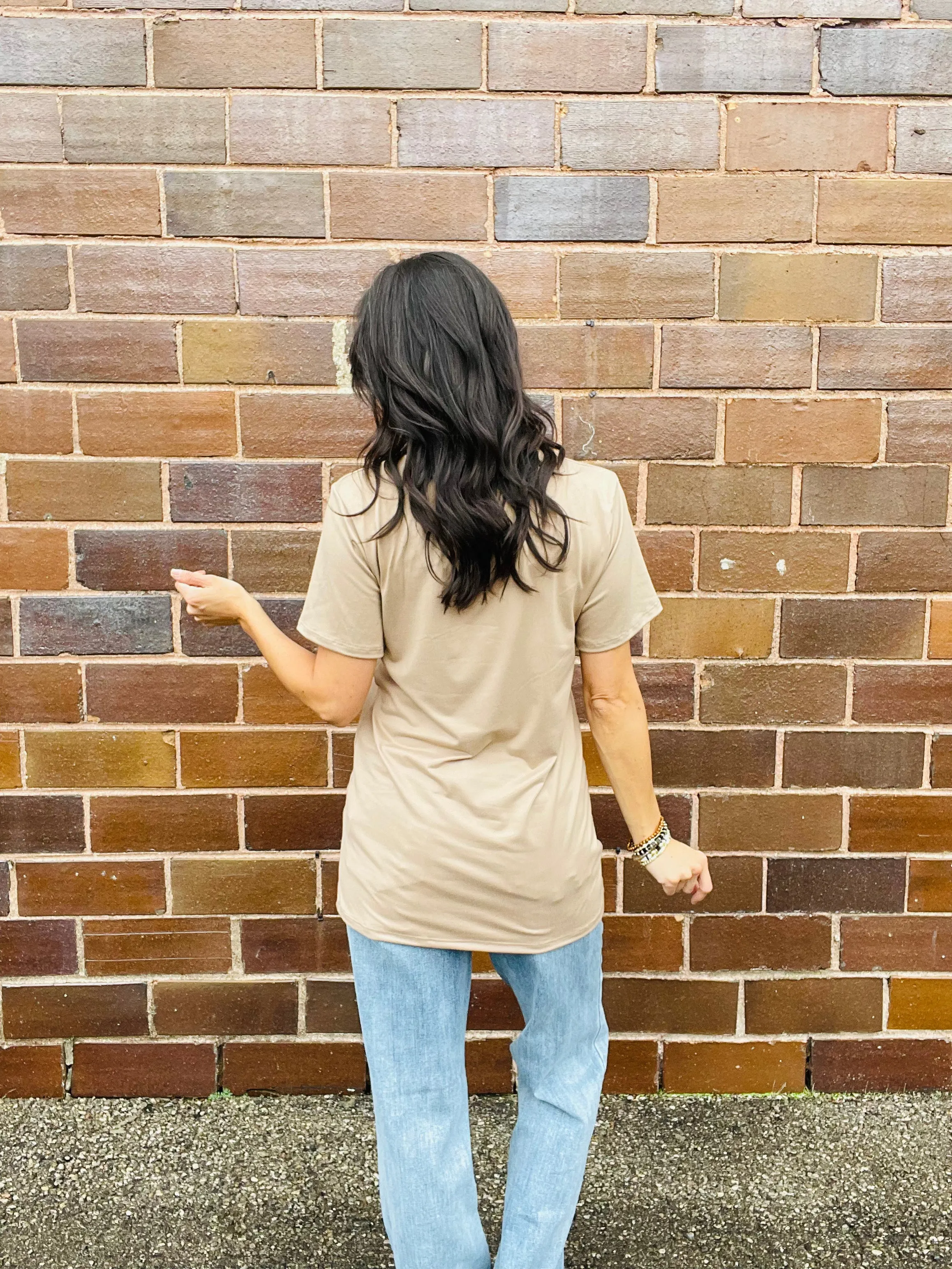 Mocha Short Sleeve Basic Top