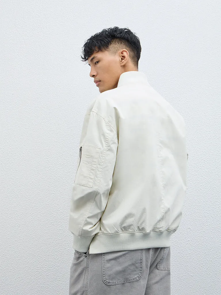 Nuon Off-White Relaxed-Fit Cotton Jacket