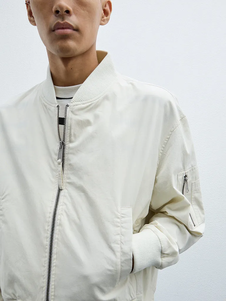 Nuon Off-White Relaxed-Fit Cotton Jacket