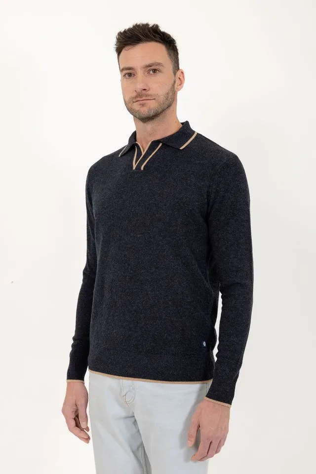 PAULO Wool Long Sleeve Polo Shirt