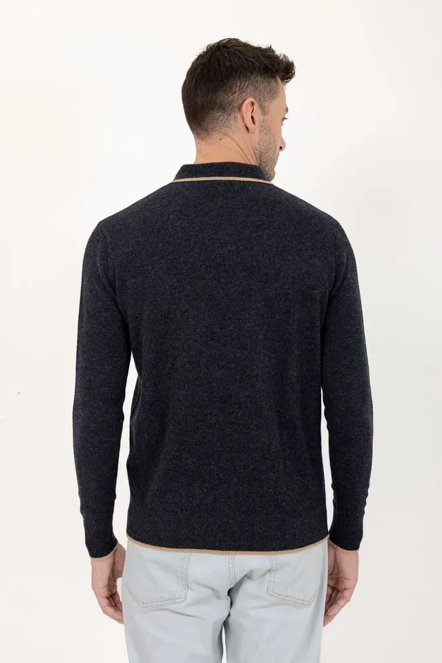 PAULO Wool Long Sleeve Polo Shirt