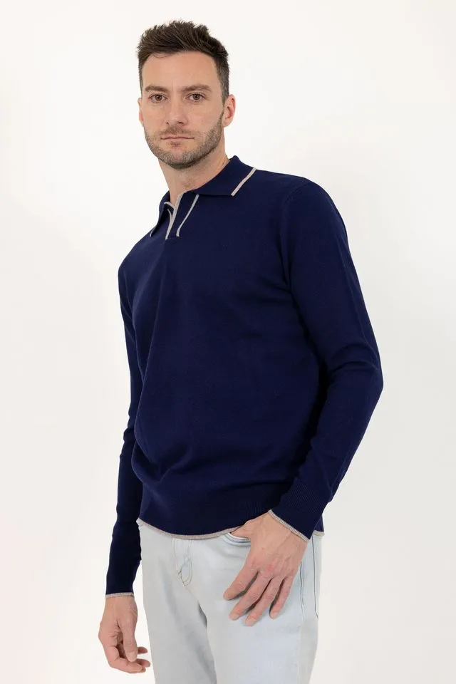 PAULO Wool Long Sleeve Polo Shirt