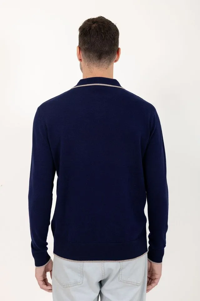 PAULO Wool Long Sleeve Polo Shirt