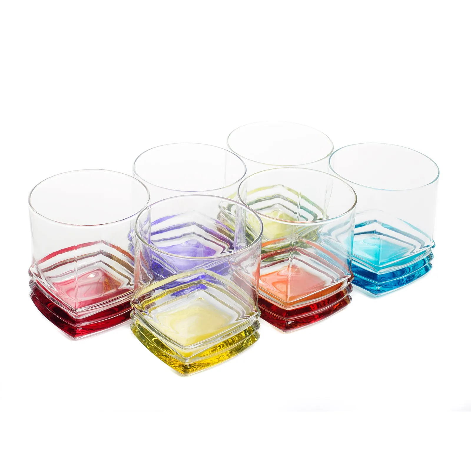 Red Co. Multicolor Double Old Fashioned Rocks Glasses, 10 Ounce, Set of 6