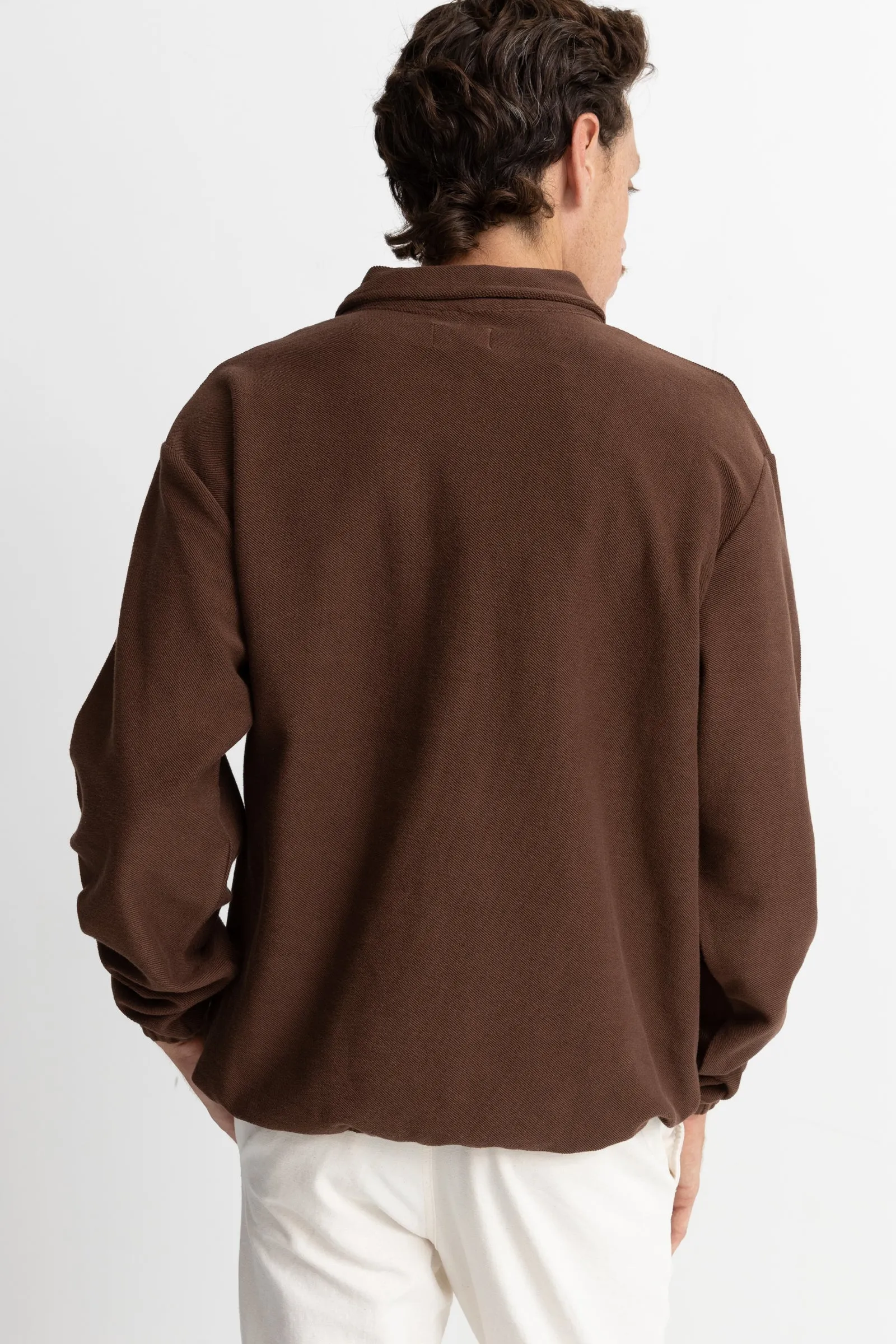 Reverse Terry Quarter Zip Brown