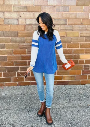 ROYAL BLUE VARSITY OVERSIZED RIBBED TOP