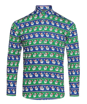 Santa Blue/Green - Printed Christmas shirt