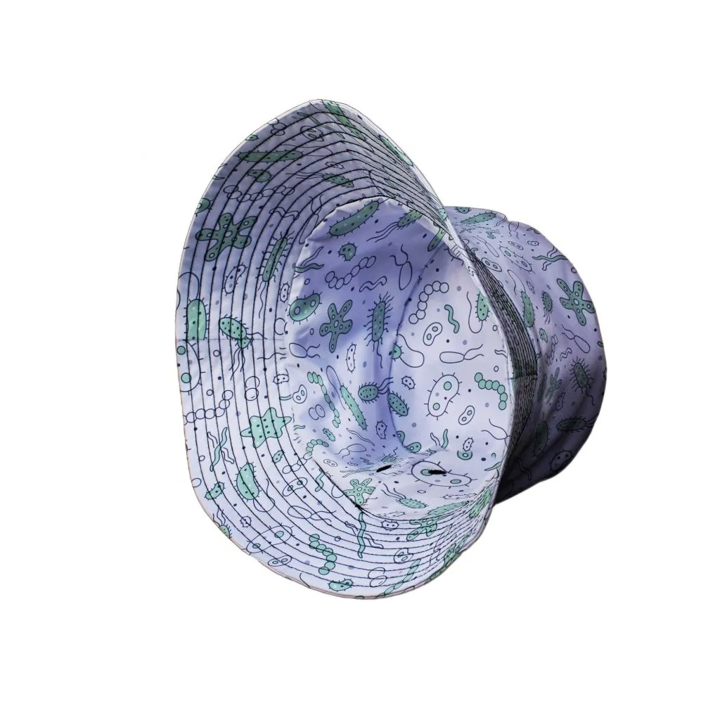 Science Green Microbes White Bucket Hat