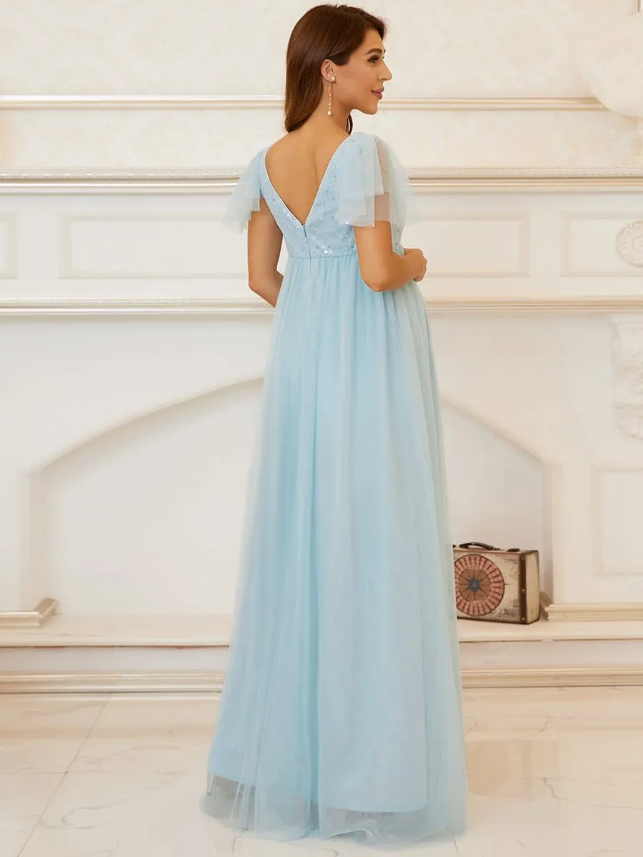 Sequin Floor-Length A-Line Bridesmaid Maternity Dress