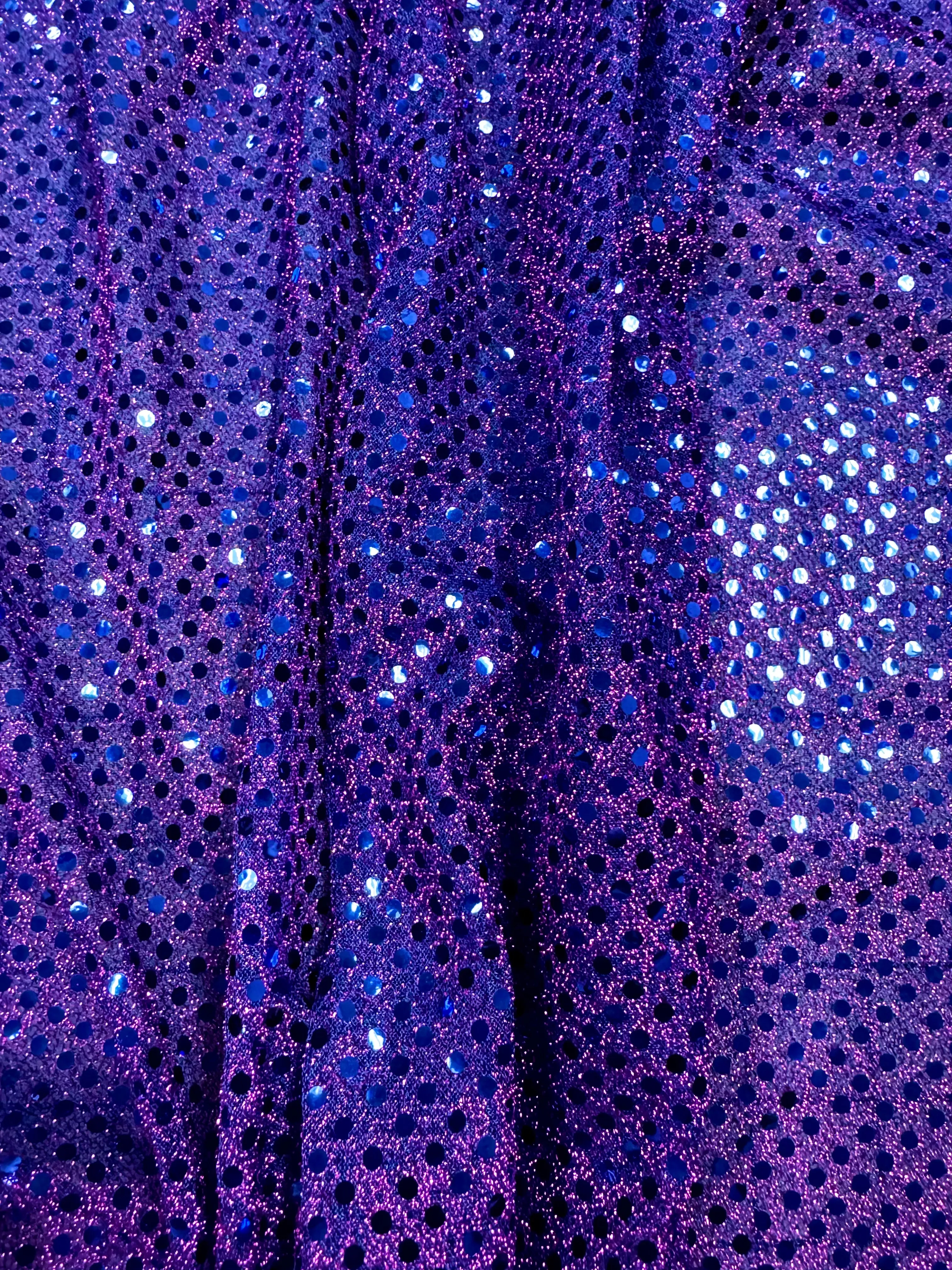 Sequin Metallic Dot Fabric - 44-inches Wide Purple/Blue Close-Out